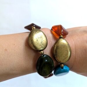 Chic Gold and Multicolor Beaded Bracelet